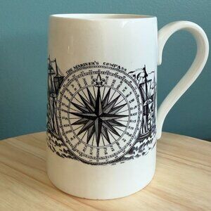 Vintage Nautical Mariners Compass Mug With Ship Design England
